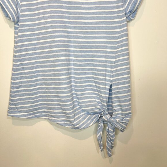 Chaps Shirt M Blue White Striped Nautical Side Tie Pullover Top Size Medium - Picture 3 of 9